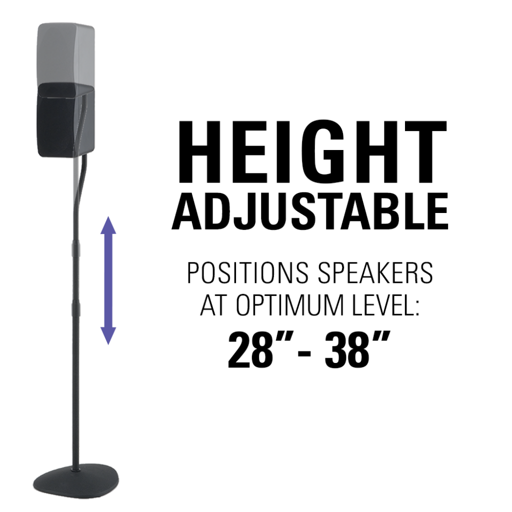 Sanus Adjustable Height Speaker Stand - Extends 28 to 38 - Holds  Satellite & Small Bookshelf Speakers (ie Bose, Harmon Kardon, Polk, JBL,  KEF