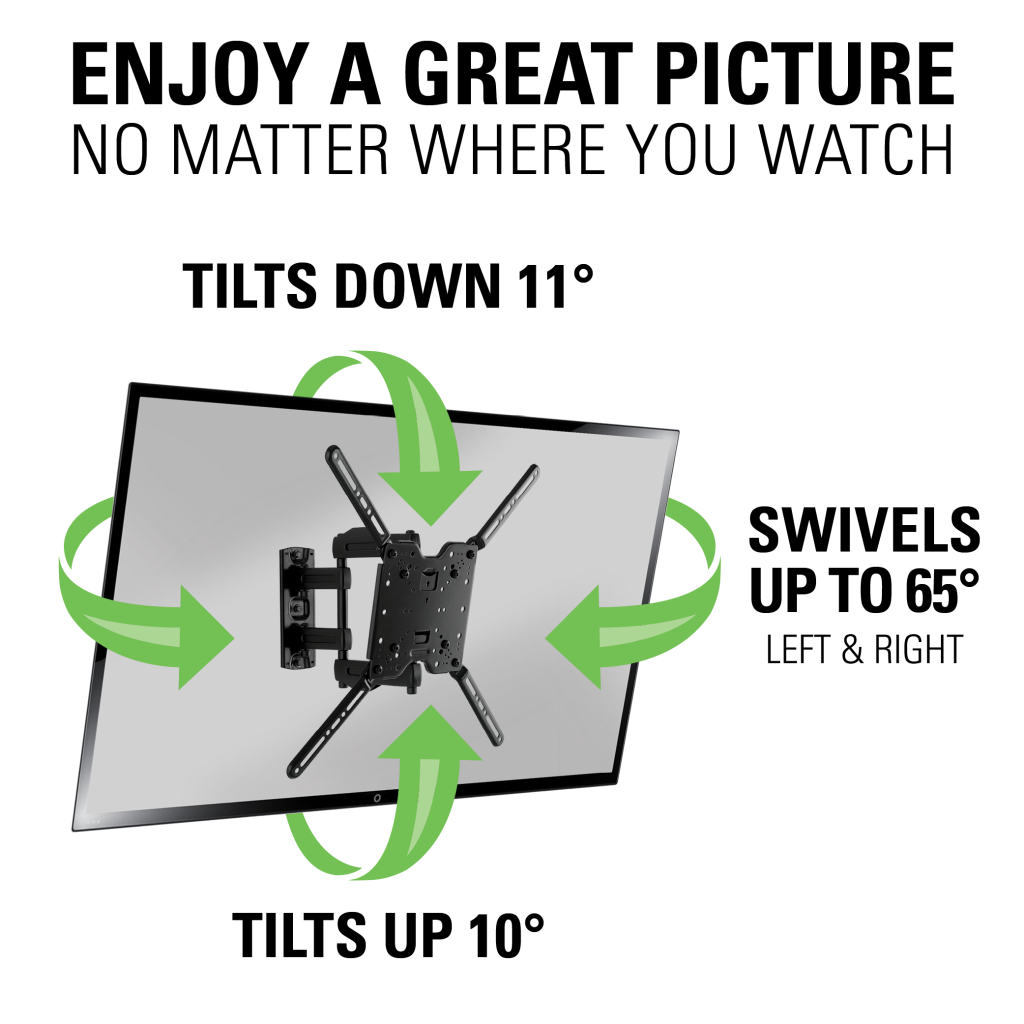 Enjoy a great picture - Show swivel and tilt degrees