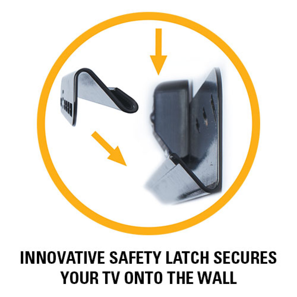 Innovative safety latch secures your tv onto the wall