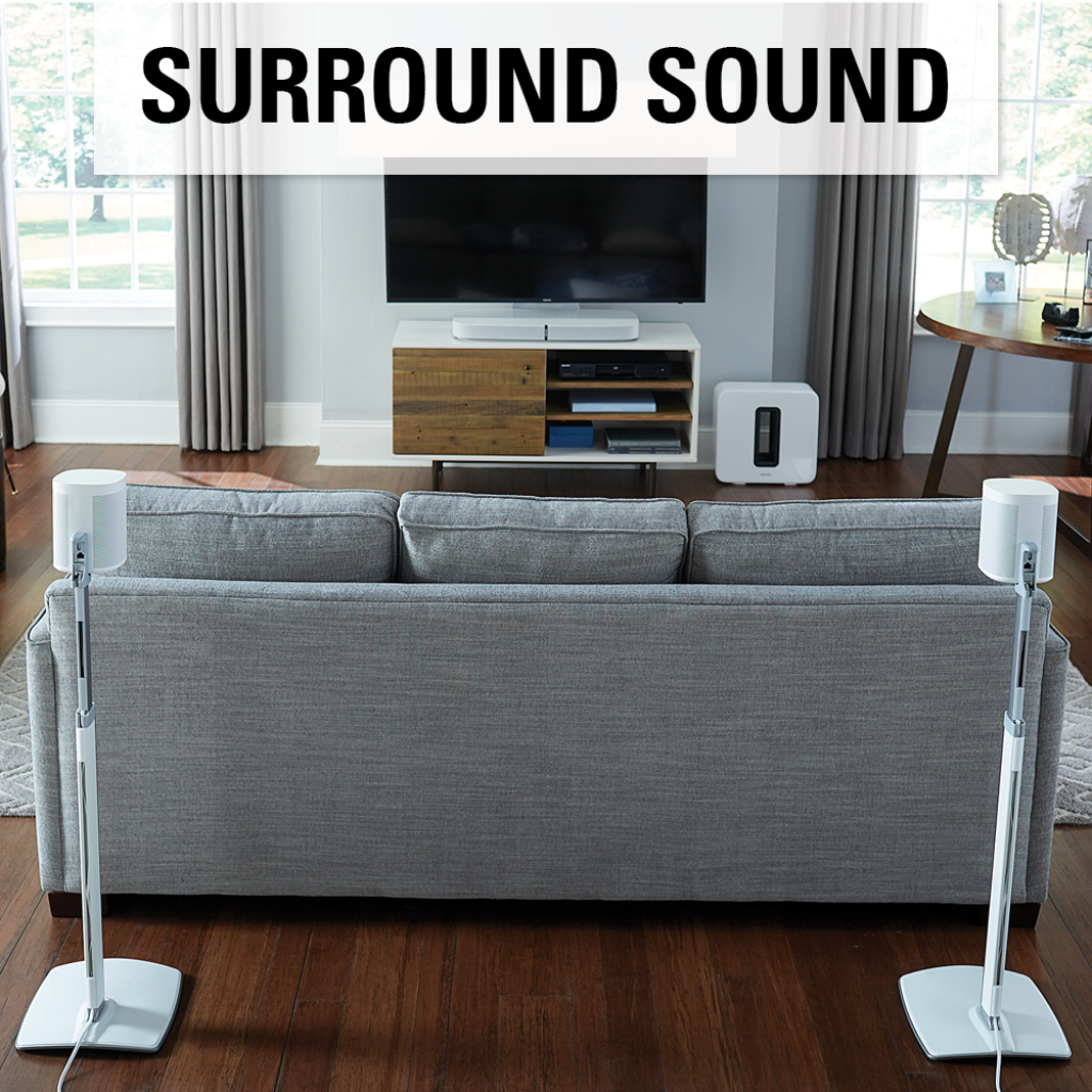ret Mountaineer Ulykke Adjustable Height Wireless Speaker Stands designed for SONOS ONE, Sonos One  SL, Play:1, and Play:3 - Pair